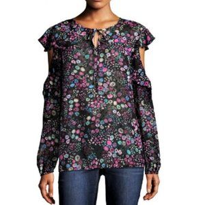 Libby Edelman Women's clipdot tie front cold shoulder Small